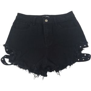 Fashion Nova Shorts Size 3 in Black with Side Straps/Stud Detail